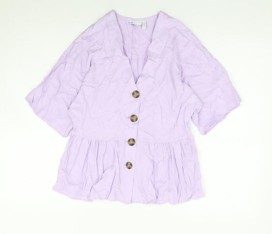 ASOS Womens Purple Viscose Jersey Blouse Size 6 V-Neck - Smock
