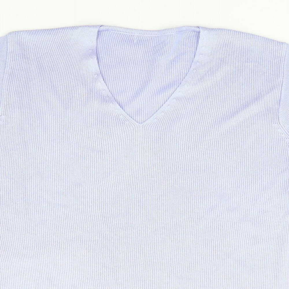 Preworn Womens Purple V-Neck Polyester Pullover Jumper Size S
