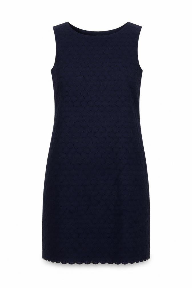 Gap Womens Blue Geometric Cotton Sheath Size 8 Round Neck Pullover - Scalloped Hem