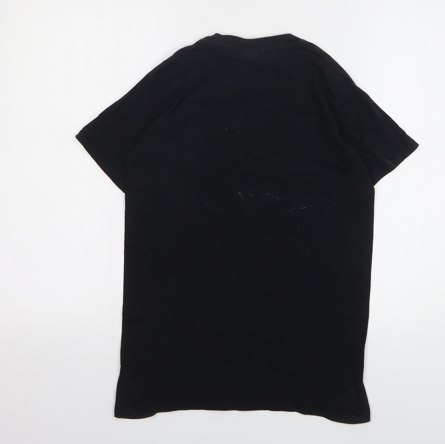 Gildan Womens Black Camouflage Cotton Basic T-Shirt Size S Round Neck - All Time Low