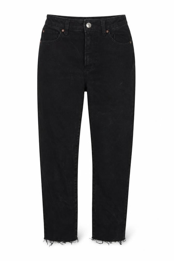 Denim & Co. Womens Black Cotton Straight Jeans Size 8 L28 in Regular Zip