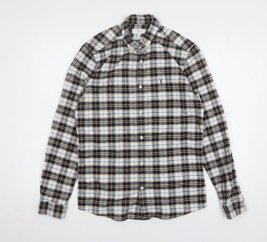 NEXT Mens Multicoloured Plaid Cotton Button-Up Size S Collared Button