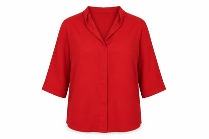 Soon Womens Red Polyester Basic Blouse Size 18 V-Neck