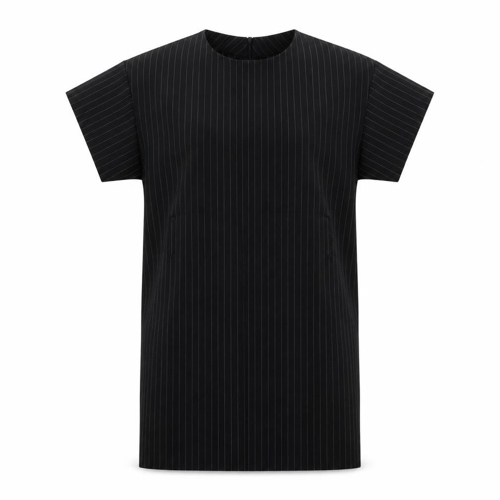 PRETTYLITTLETHING Womens Black Striped Polyester T-Shirt Dress Size 8 Round Neck Pullover