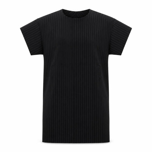 PRETTYLITTLETHING Womens Black Striped Polyester T-Shirt Dress Size 8 Round Neck Pullover