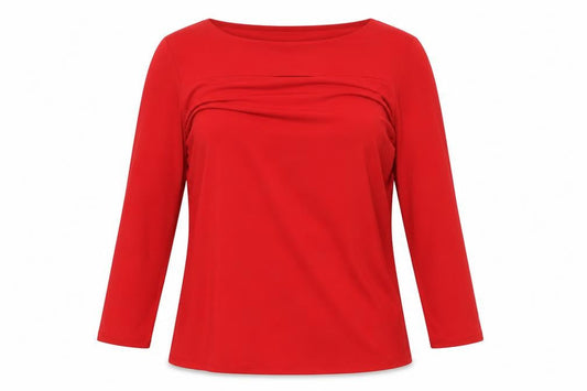 Carmen Womens Red Polyester Basic T-Shirt Size L Scoop Neck