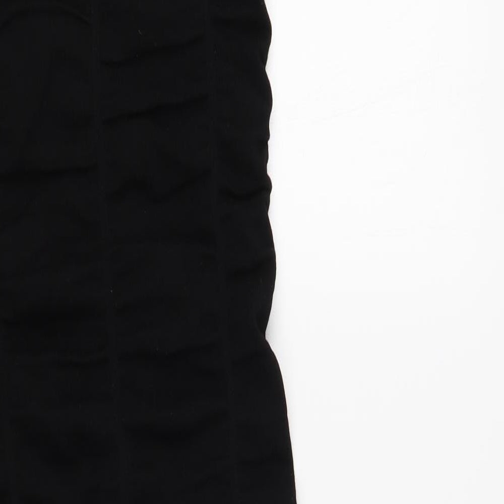 Zara Womens Black Viscose Bodycon Size XS Round Neck Button - Embellished Neckline