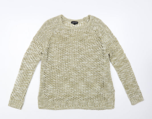 Topshop Womens Beige Boat Neck Acrylic Pullover Jumper Size 10