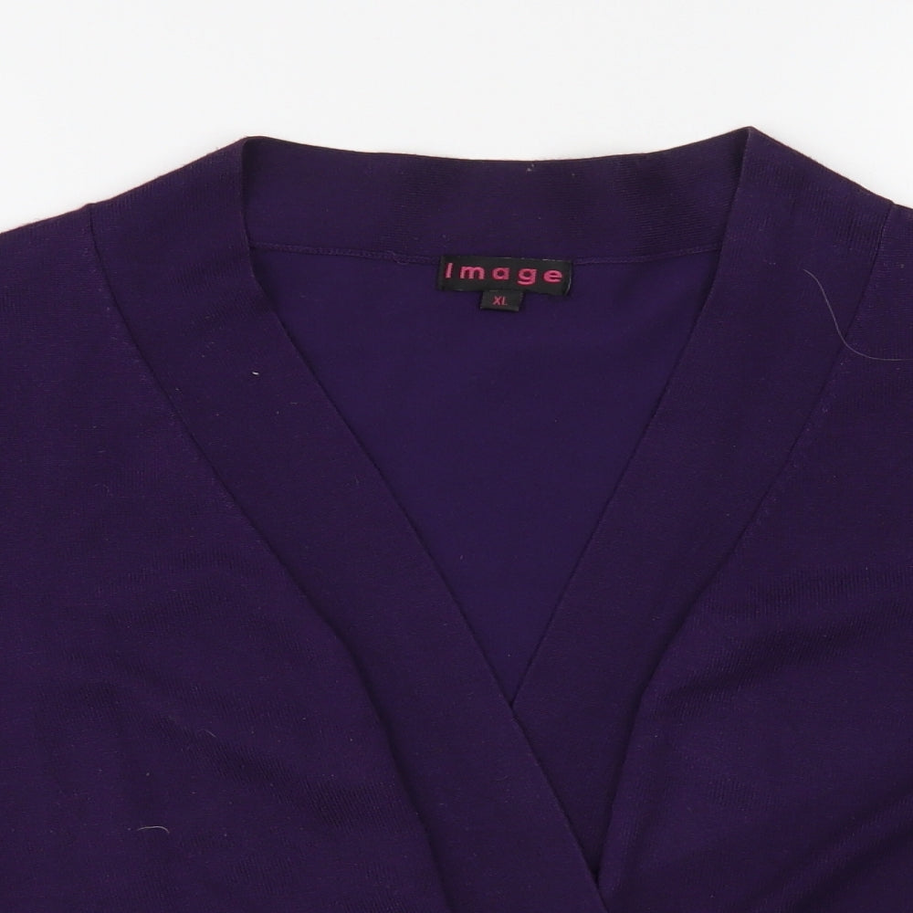Image Womens Purple V-Neck Viscose Cardigan Jumper Size XL