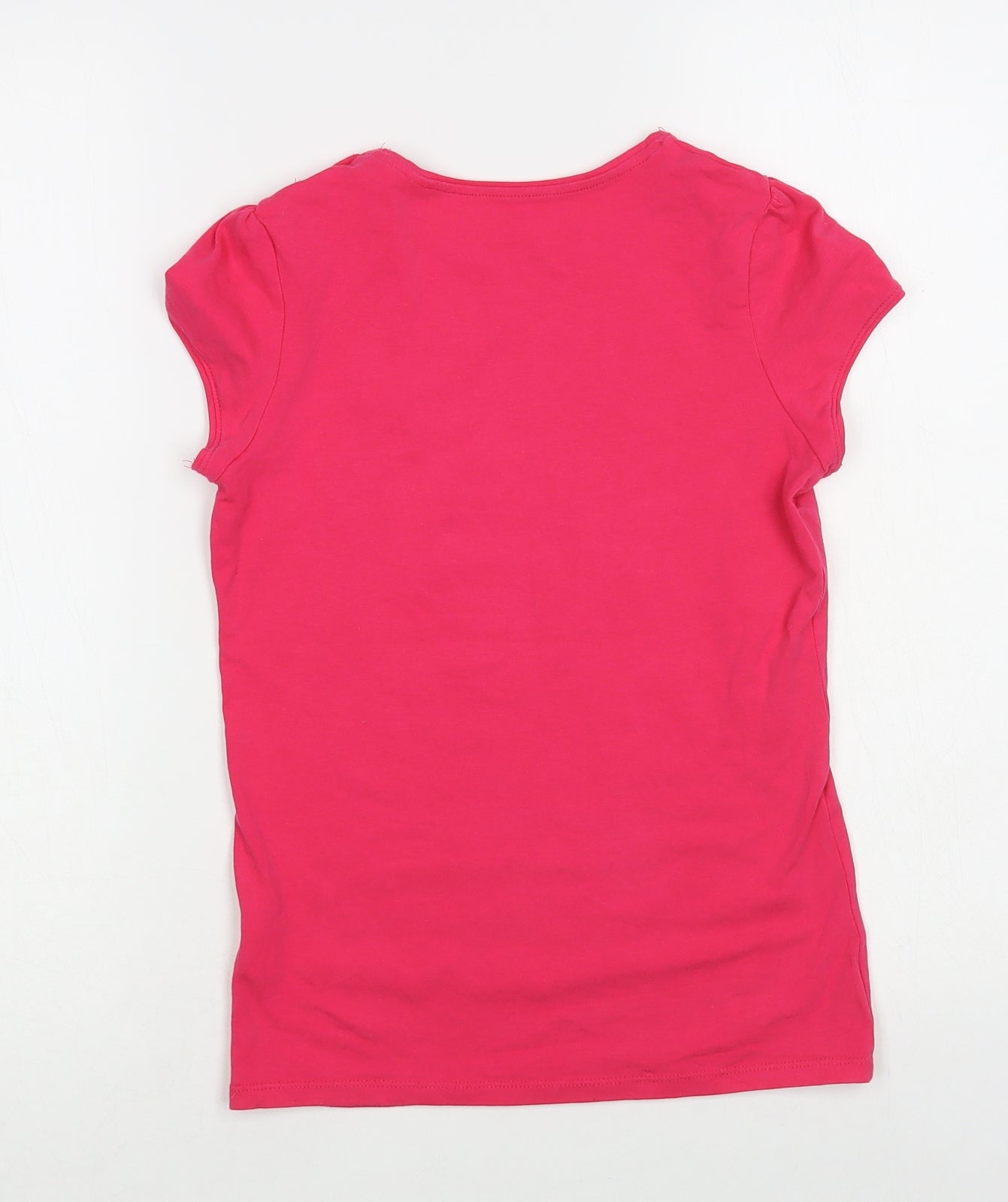 Okaidi Girls Pink Cotton Basic T-Shirt Size 12 Years Crew Neck Pullover