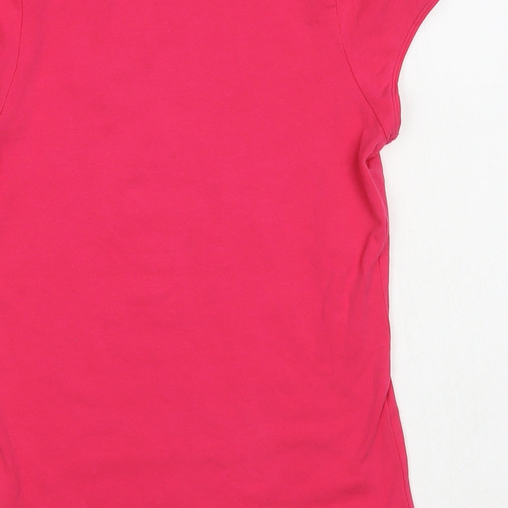 Okaidi Girls Pink Cotton Basic T-Shirt Size 12 Years Crew Neck Pullover
