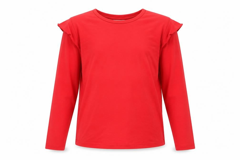 Matalan Girls Red Polyester Basic T-Shirt Size 12 Years Round Neck Pullover