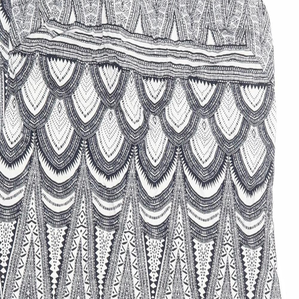 H&M Womens Black Geometric Viscose Tank Dress Size 6 Round Neck Pullover