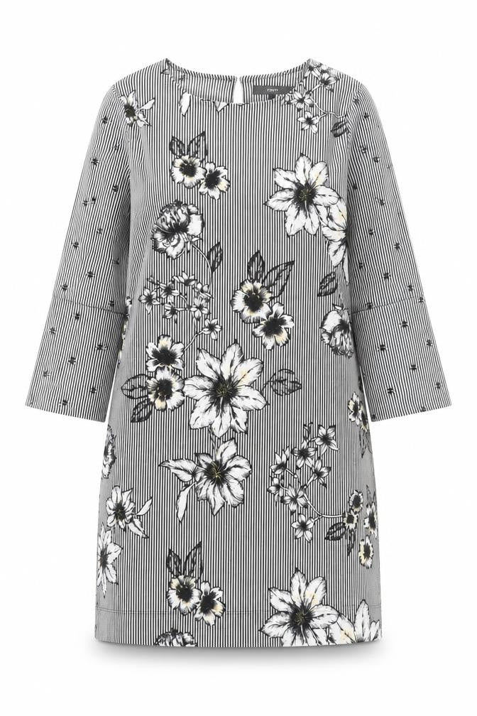 NEXT Womens Black Floral Polyester A-Line Size 12 Round Neck Pullover - Bee, Floral