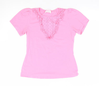 Sabida Womens Pink Cotton Basic T-Shirt Size S Round Neck