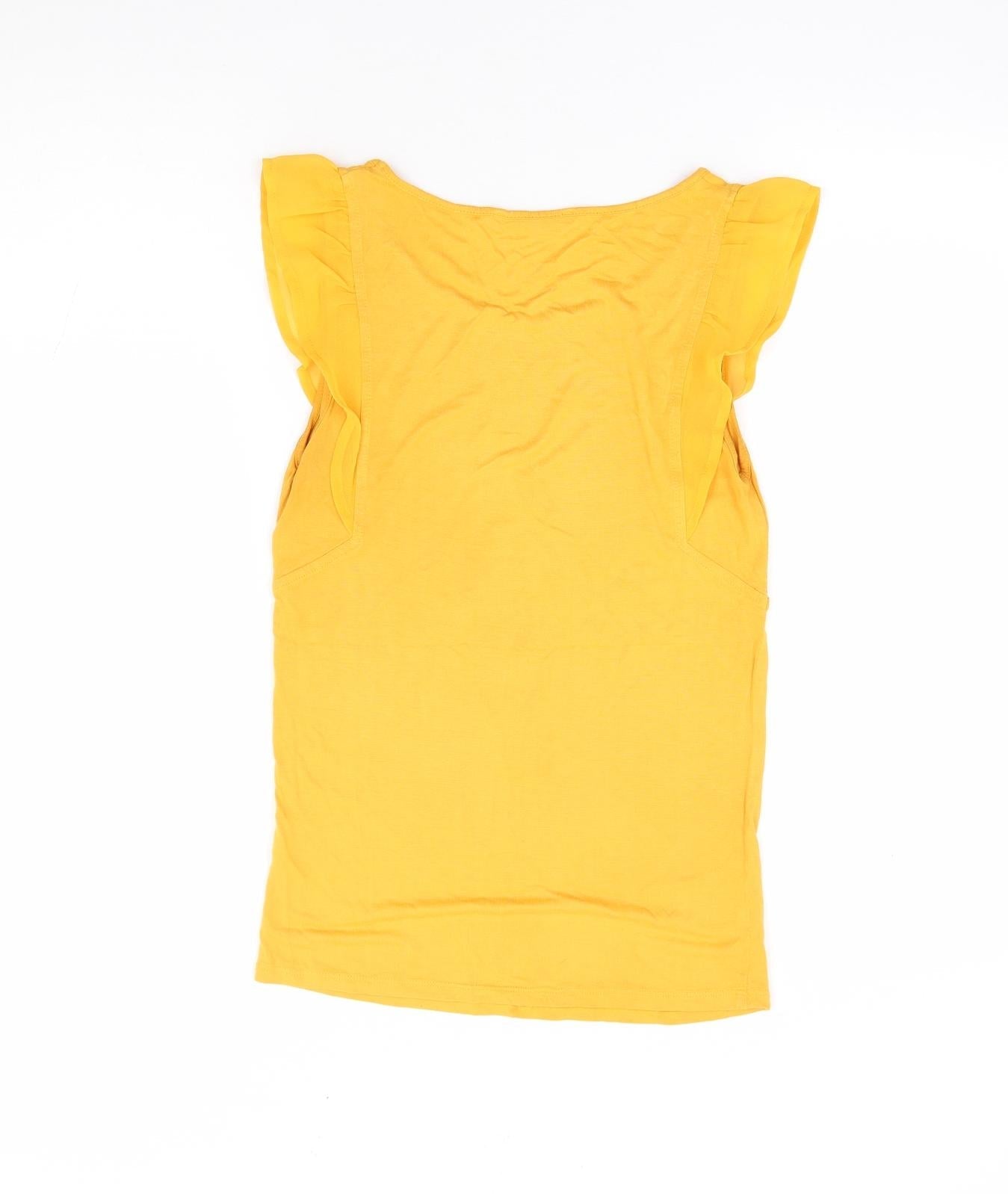 Oasis Womens Yellow Viscose Basic Tank Size XS Round Neck