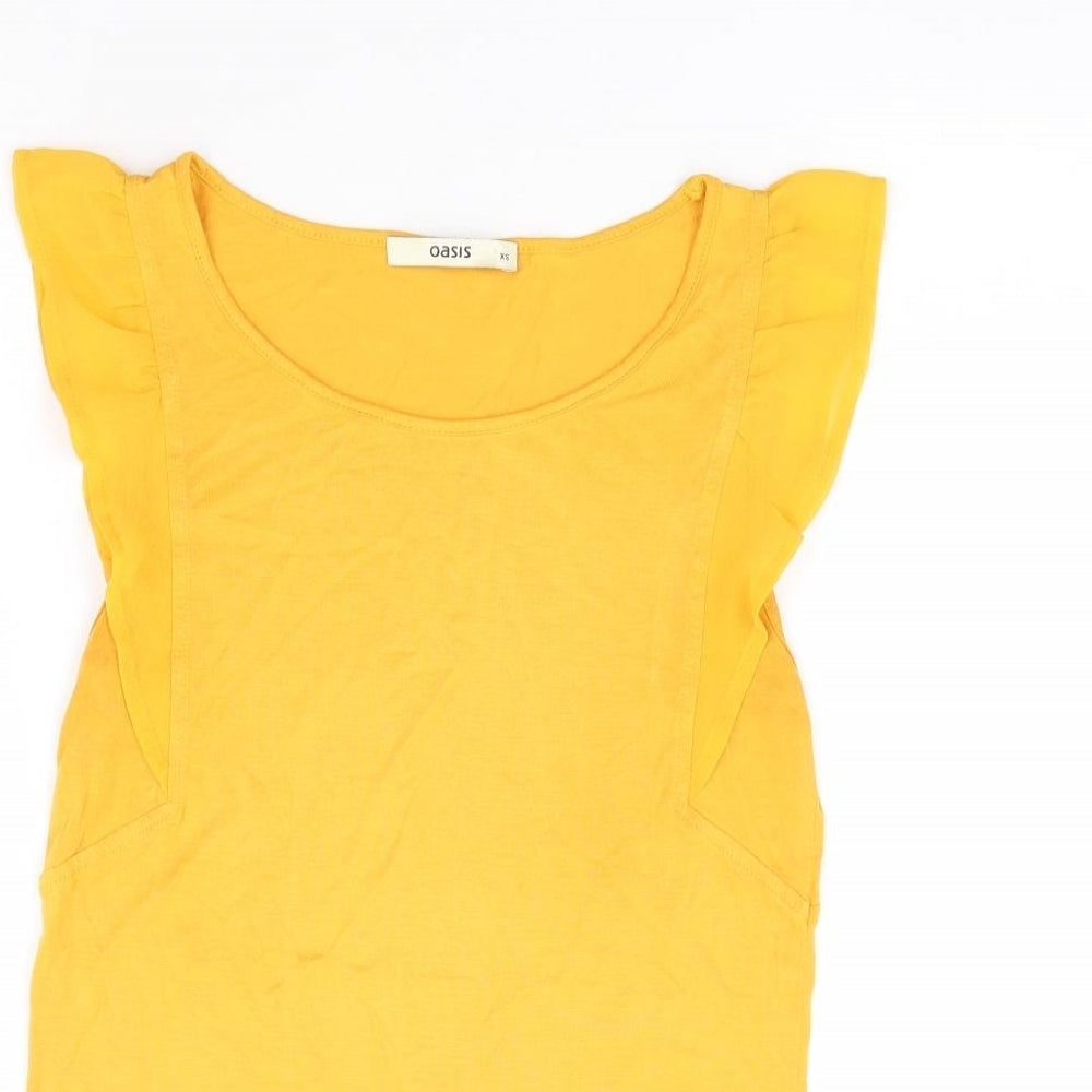 Oasis Womens Yellow Viscose Basic Tank Size XS Round Neck