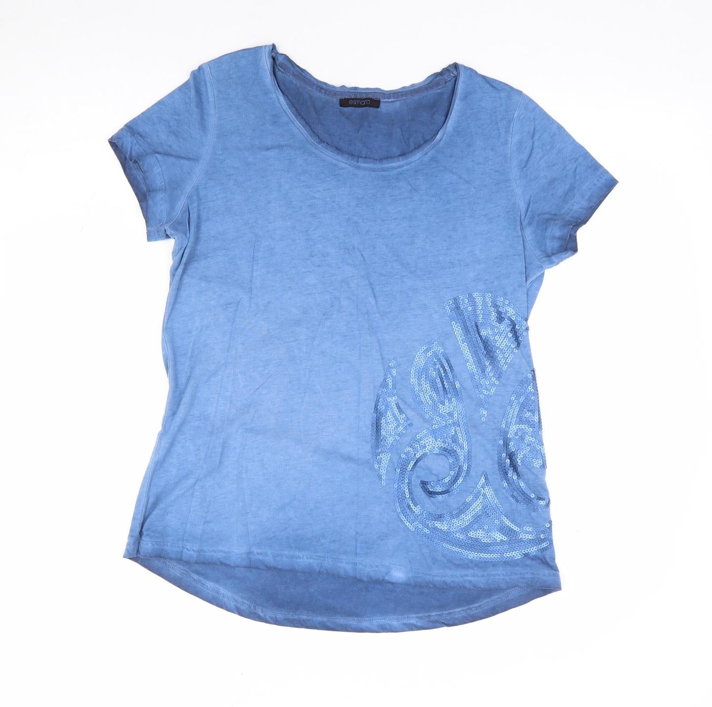 ESMARA Womens Blue Cotton Jersey T-Shirt Size S Round Neck