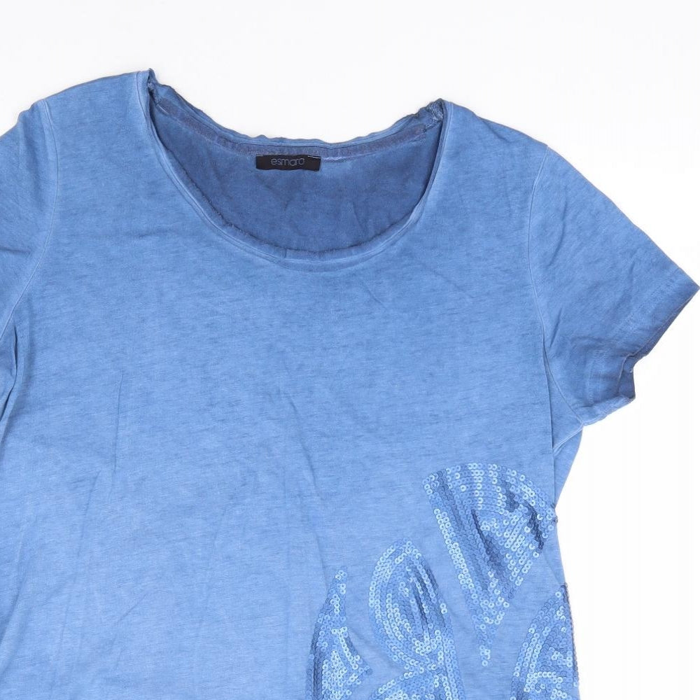 ESMARA Womens Blue Cotton Jersey T-Shirt Size S Round Neck