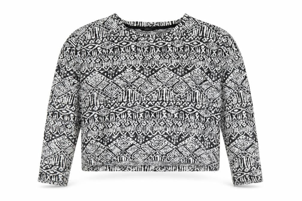 Monki Womens Black Geometric Cotton Jersey T-Shirt Size M Round Neck