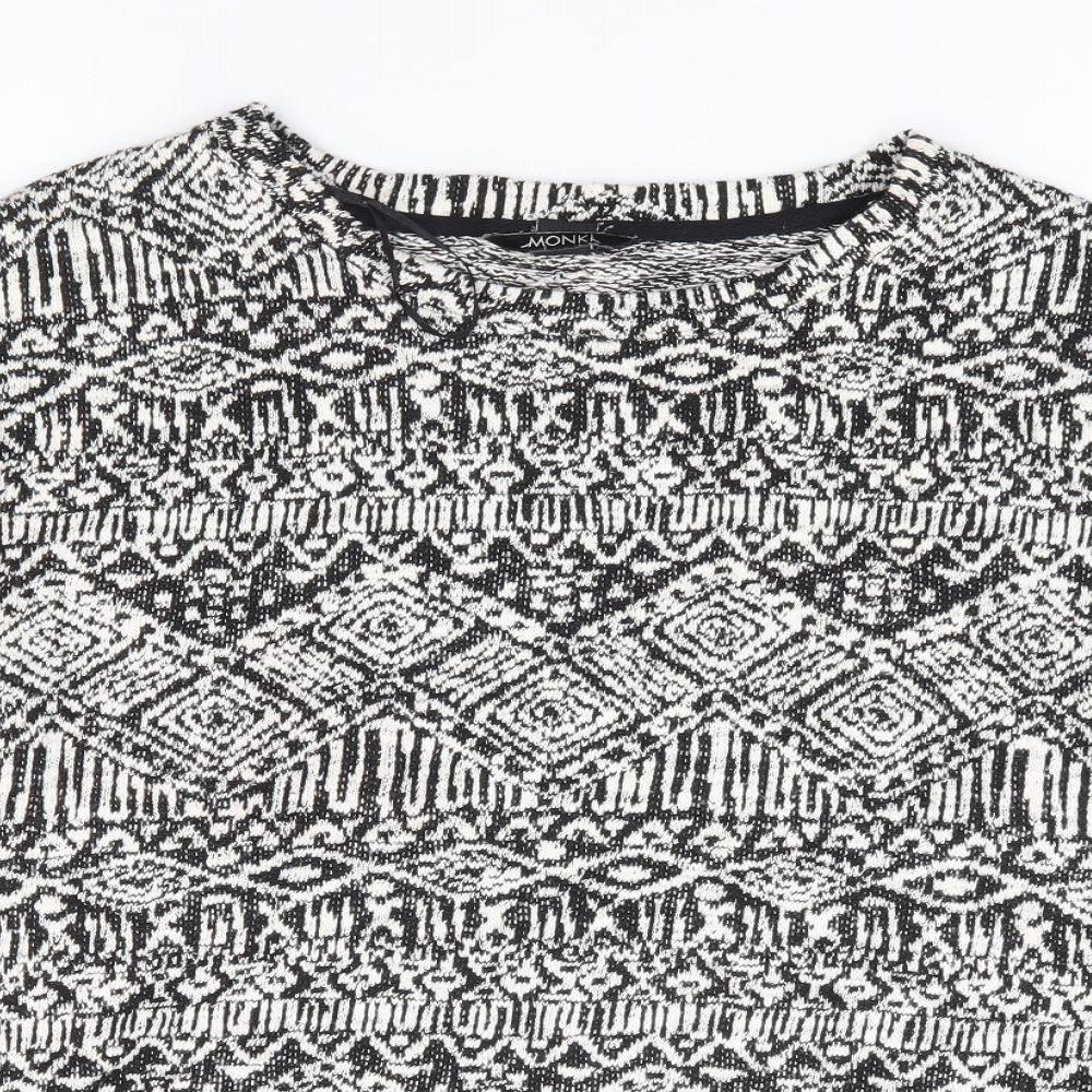 Monki Womens Black Geometric Cotton Jersey T-Shirt Size M Round Neck