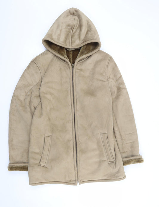 Classics first Avenue Womens Beige Jacket Coat Size S Zip - Fur Lined