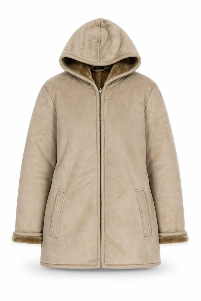 Classics first Avenue Womens Beige Jacket Coat Size S Zip - Fur Lined