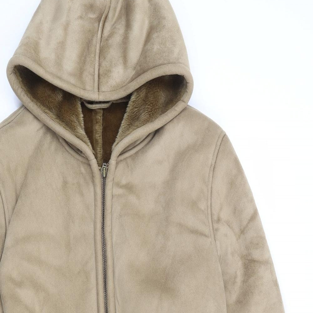 Classics first Avenue Womens Beige Jacket Coat Size S Zip - Fur Lined