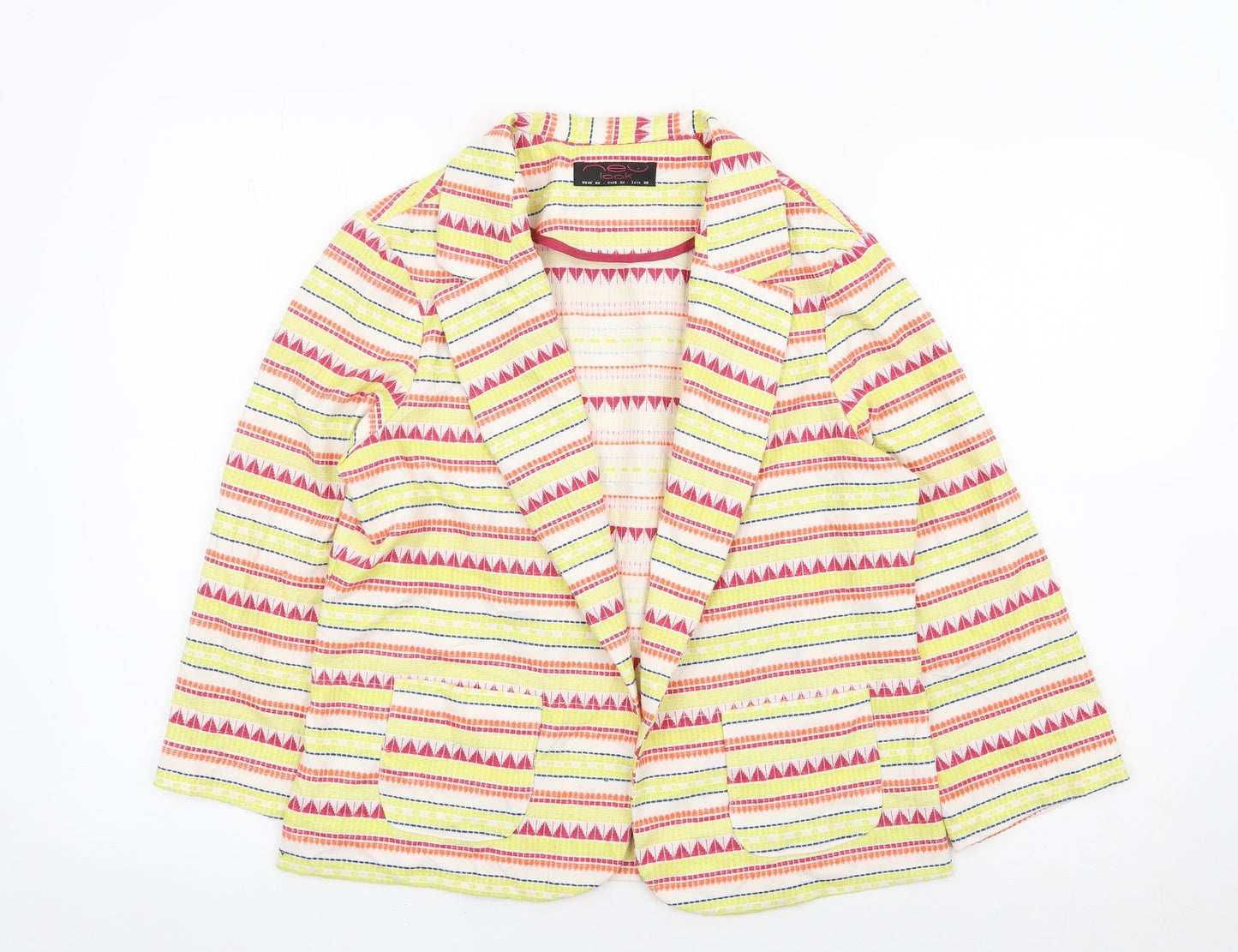 New Look Womens Multicoloured Geometric Jacket Blazer Size 12