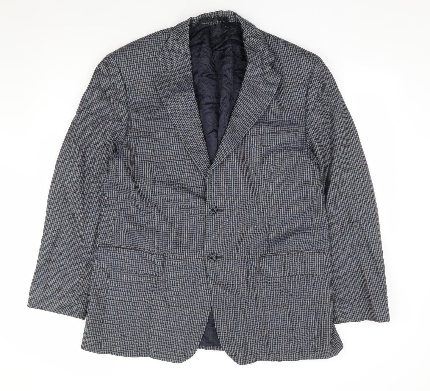 Marks and Spencer Mens Blue Check Wool Jacket Suit Jacket Size 42