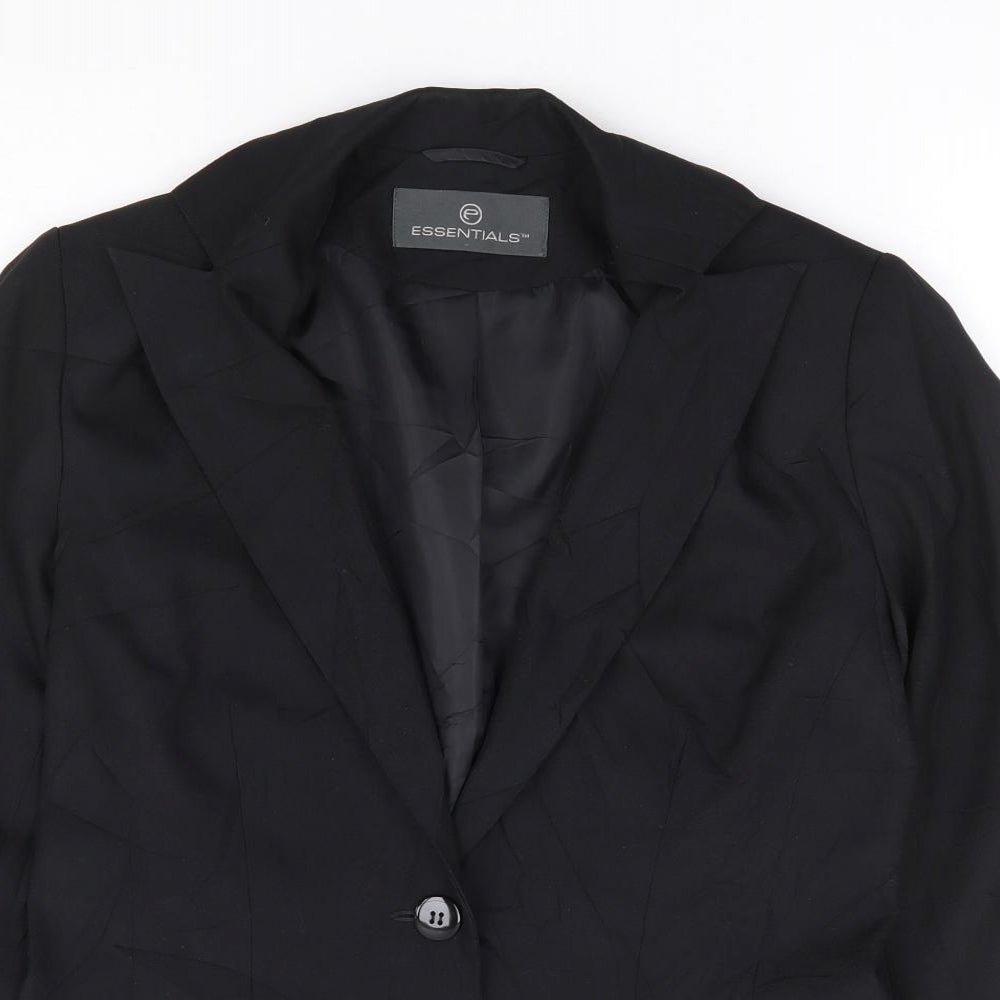 Essentials Womens Black Polyester Jacket Suit Jacket Size 10
