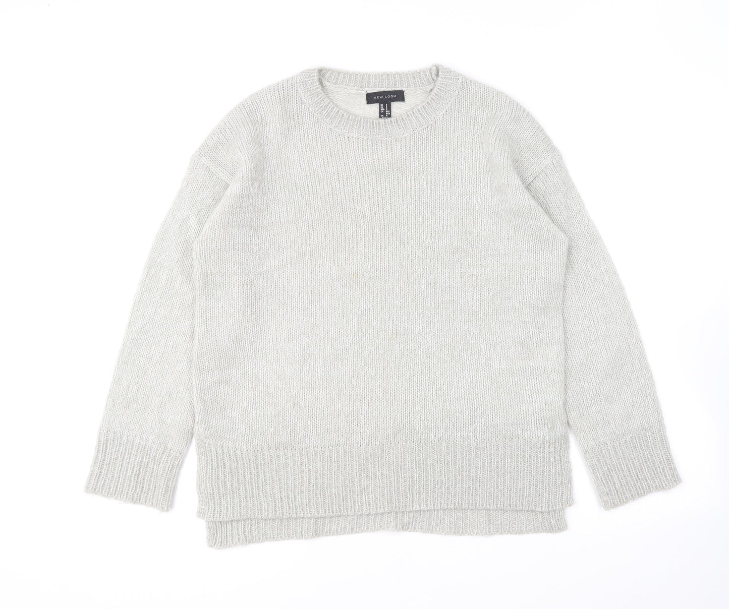 New Look Womens Grey Round Neck Acrylic Pullover Jumper Size S