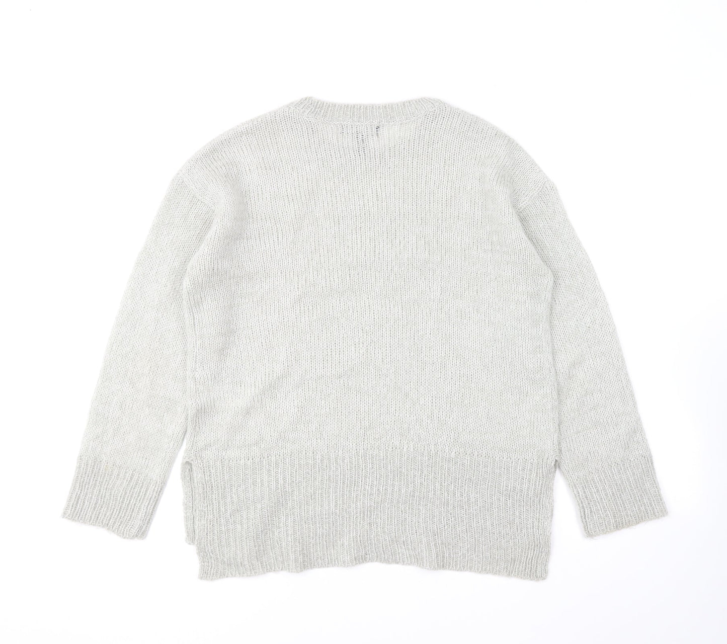 New Look Womens Grey Round Neck Acrylic Pullover Jumper Size S
