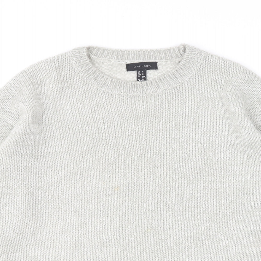 New Look Womens Grey Round Neck Acrylic Pullover Jumper Size S