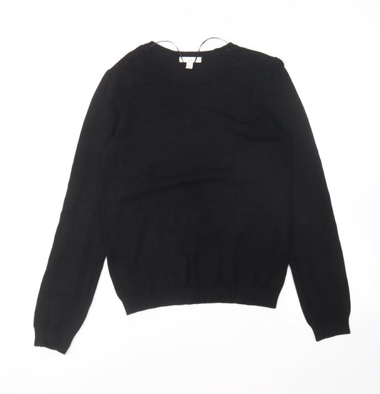 H&M Womens Black Round Neck Viscose Pullover Jumper Size S
