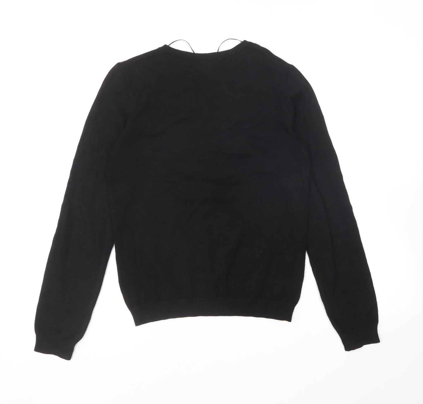 H&M Womens Black Round Neck Viscose Pullover Jumper Size S