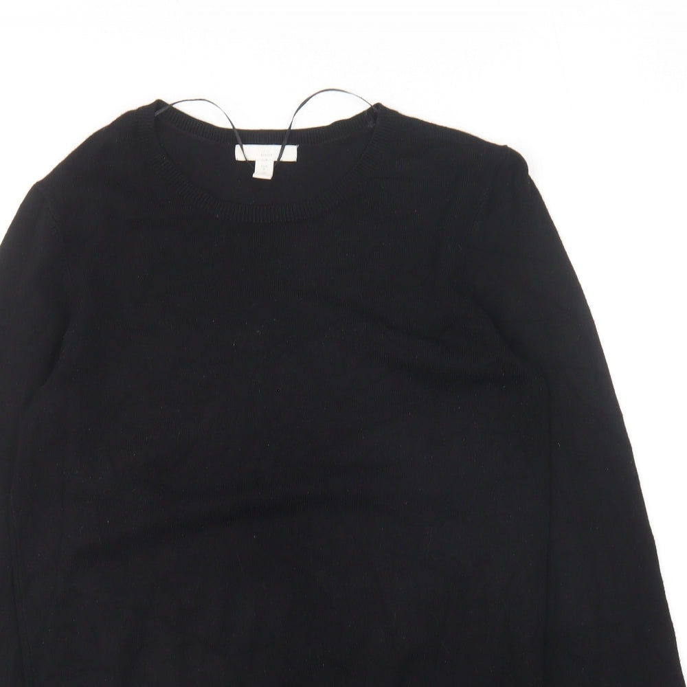 H&M Womens Black Round Neck Viscose Pullover Jumper Size S