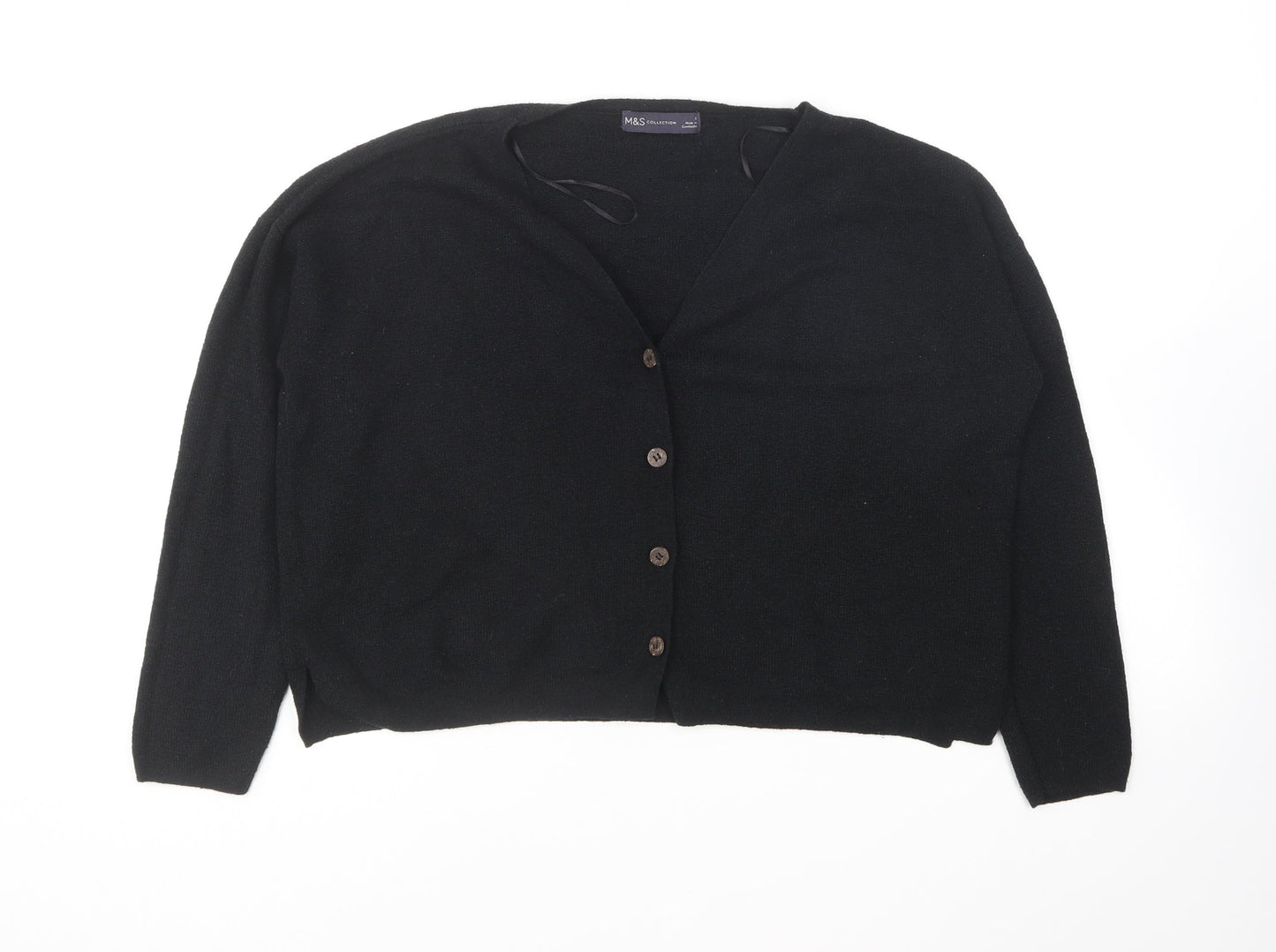 Marks and Spencer Womens Black V-Neck Acrylic Cardigan Jumper Size S