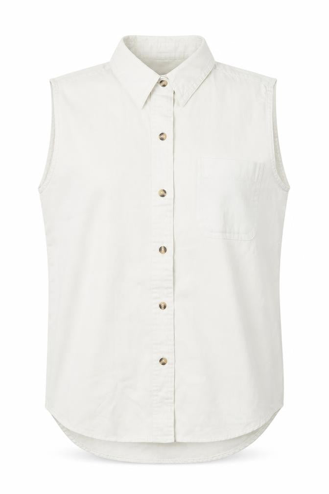 Basix Womens White Cotton Basic Button-Up Size L Collared