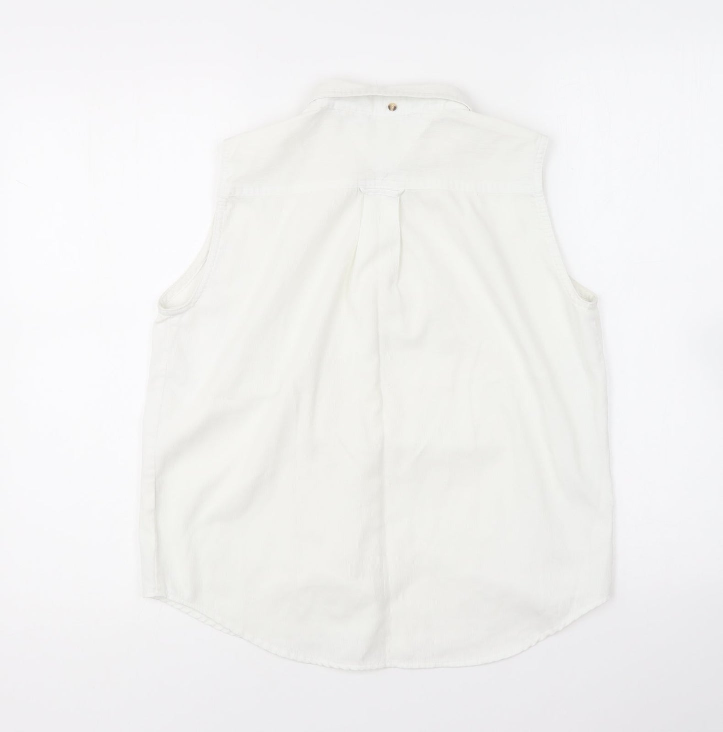 Basix Womens White Cotton Basic Button-Up Size L Collared