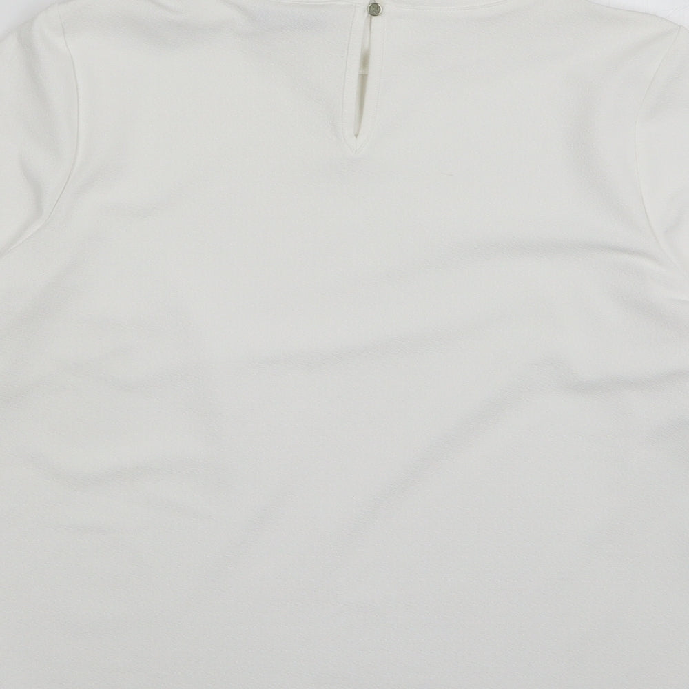 M&Co Womens White Polyester Basic Blouse Size 12 Roll Neck