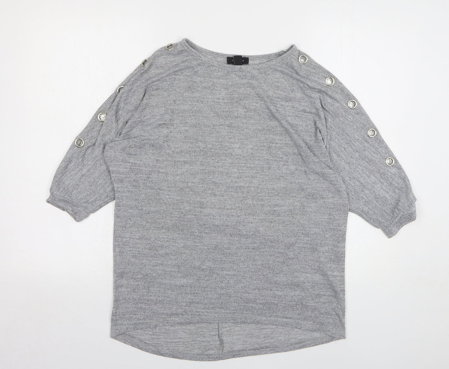New Look Womens Grey Round Neck Polyester Pullover Jumper Size M