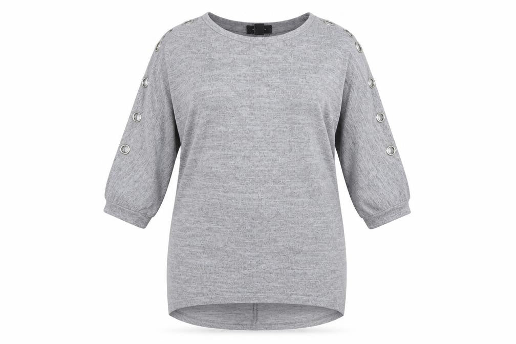 New Look Womens Grey Round Neck Polyester Pullover Jumper Size M
