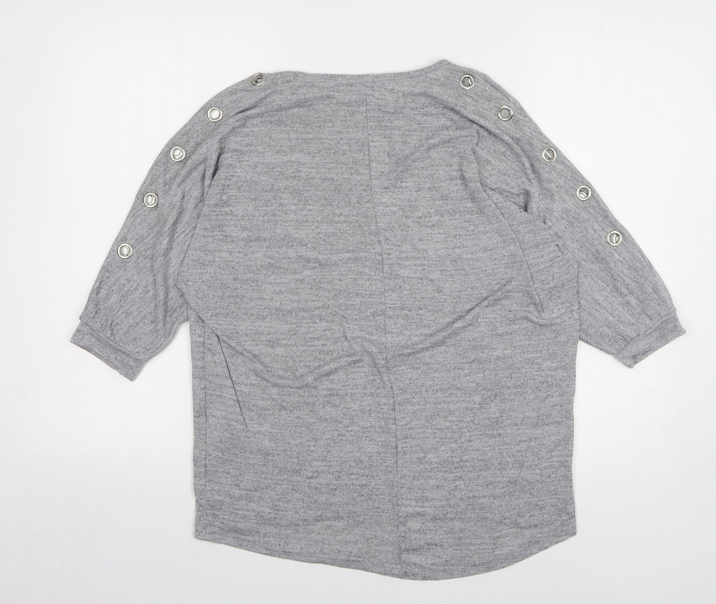 New Look Womens Grey Round Neck Polyester Pullover Jumper Size M