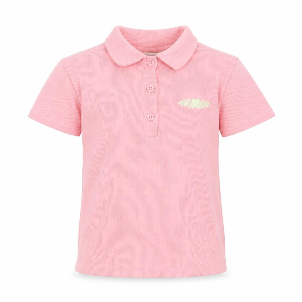 George Girls Pink Cotton Basic Polo Size 7-8 Years Collared Button - Ribbed