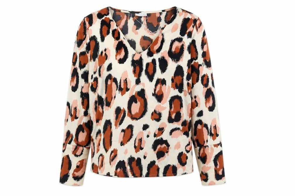 VILA Womens Multicoloured Animal Print Polyester Basic Blouse Size 10 V-Neck