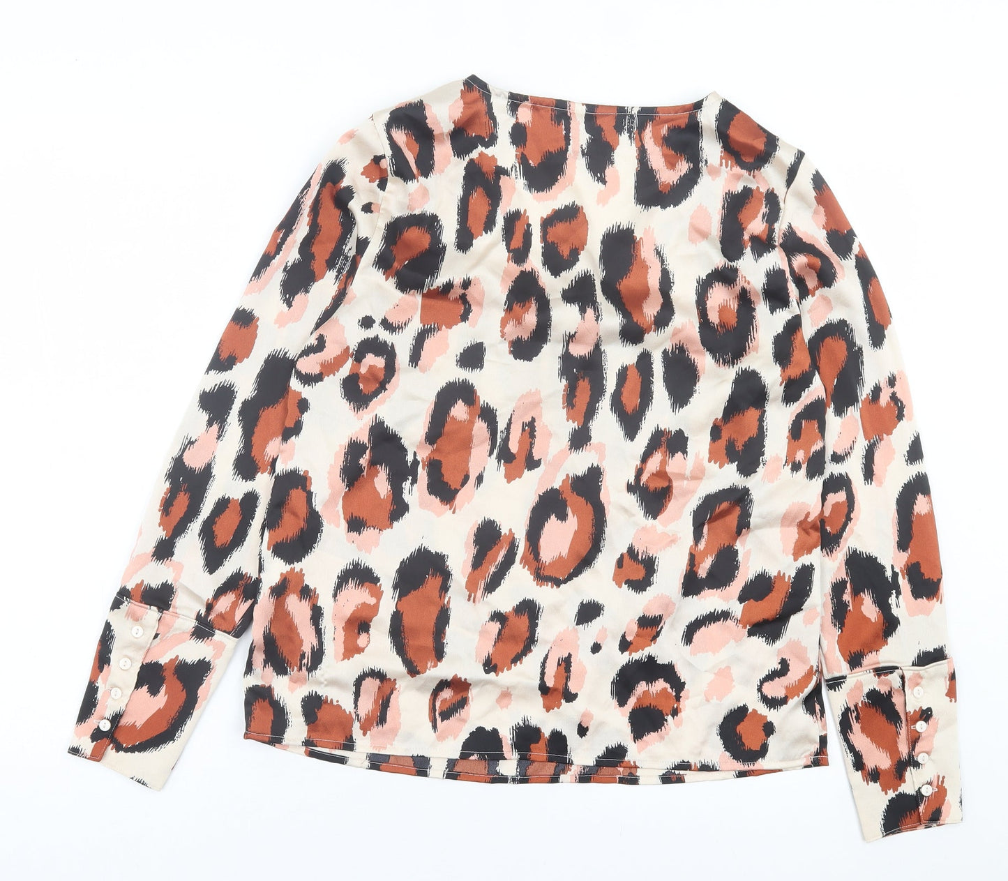 VILA Womens Multicoloured Animal Print Polyester Basic Blouse Size 10 V-Neck