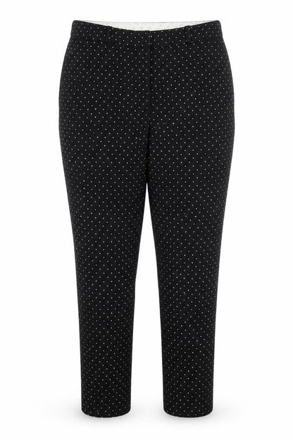 Topshop Womens Black Polka Dot Polyester Trousers Size 12 L27 in Regular Hook & Eye - Black & White