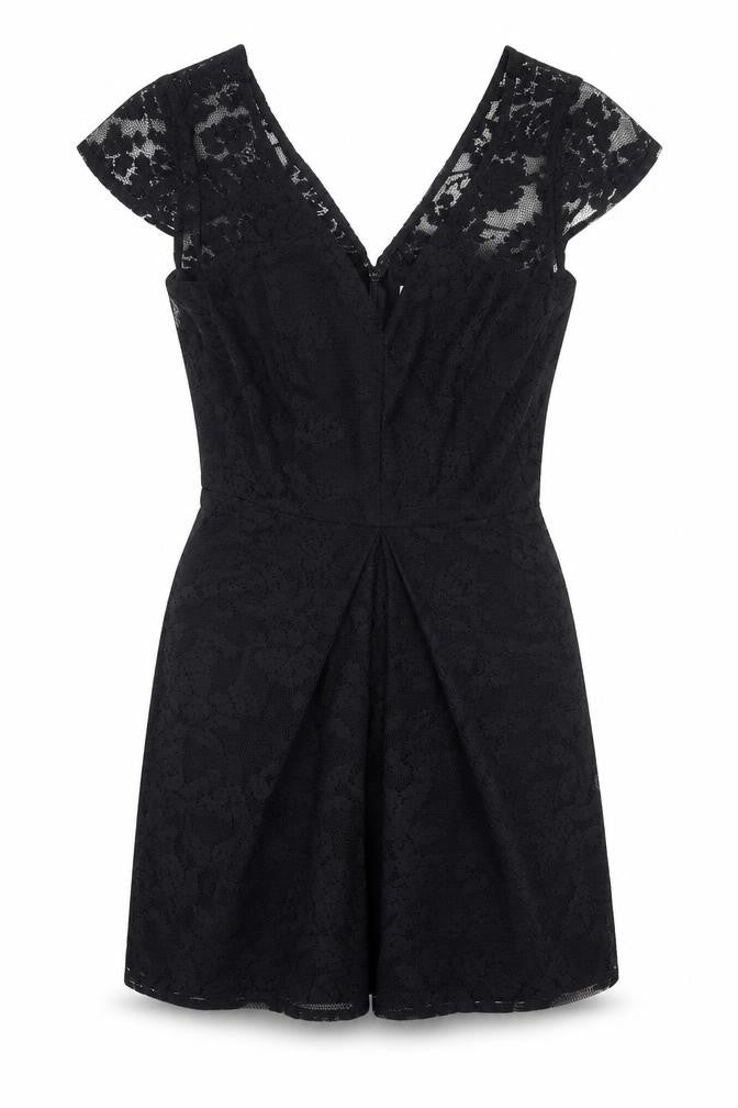 Bonprix Womens Black Polyamide Playsuit One-Piece Size 8 Zip