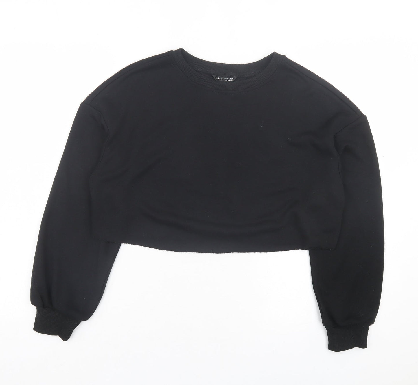 SheIn Womens Black Polyester Pullover Sweatshirt Size XS Pullover - Cropped